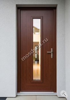 Дверь входная в дом со стеклом современная темно-коричневая - купить от производителя Мосдвери Дверь входная в дом со стеклом современная темно-коричневая